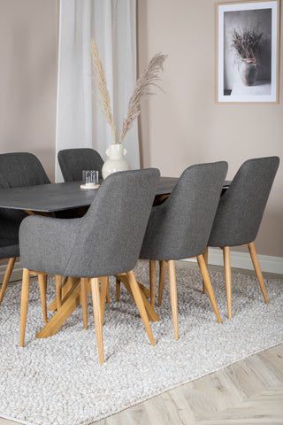 Venture Home Piazza - Matbord - 180*90 - Spraystone/Ek +Comfort - Matstol - Ek/Mörkgrå _6