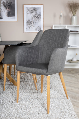 Venture Home Piazza - Matbord - 180*90 - Spraystone/Ek +Comfort - Matstol - Ek/Mörkgrå _6
