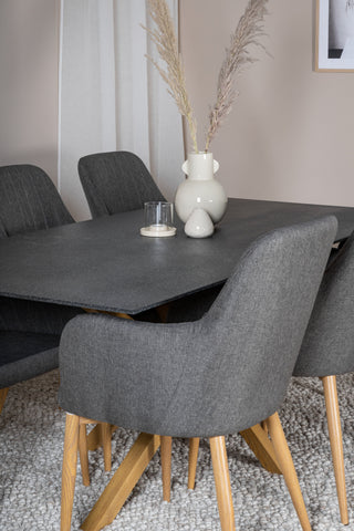 Venture Home Piazza - Matbord - 180*90 - Spraystone/Ek +Comfort - Matstol - Ek/Mörkgrå _6