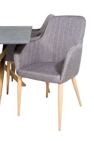 Venture Home Piazza - Matbord - 180*90 - Spraystone/Ek +Comfort - Matstol - Ek/Mörkgrå _6