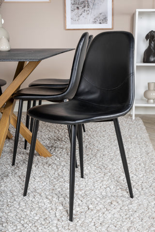 Venture Home Piazza - Matbord - 180*90 - Spraystone/Ek +Polar Matstol Svart PU _6