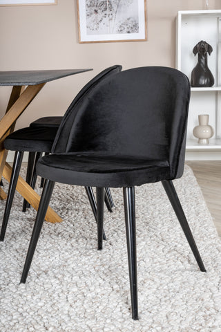 Venture Home Piazza - Matbord - 180*90 - Spraystone/Ek + Matstol i sammet - Svart / Svart _6