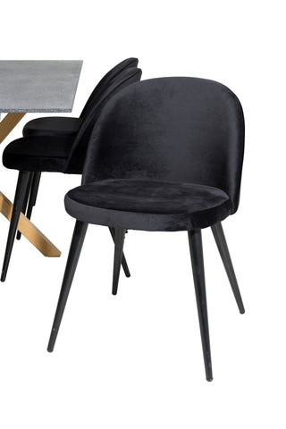 Venture Home Piazza - Matbord - 180*90 - Spraystone/Ek + Matstol i sammet - Svart / Svart _6