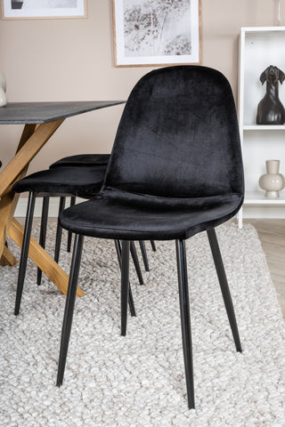 Venture Home Piazza - Matbord - 180*90 - Spraystone/Ek +Polar Matstol - Svarta ben / Svart sammet _6