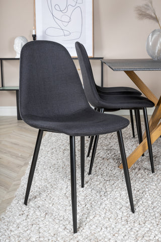 Venture Home Piazza - Matbord - 180*90 - Spraystone/Ek +Polar matstol - Svarta ben - Svart tyg _6