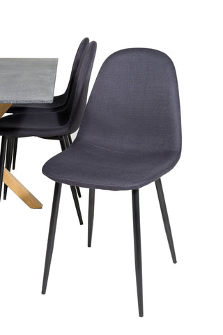 Venture Home Piazza - Matbord - 180*90 - Spraystone/Ek +Polar matstol - Svarta ben - Svart tyg _6