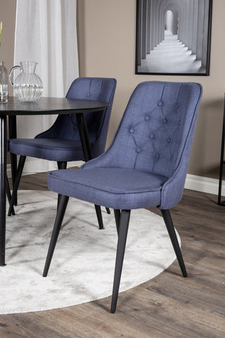 Dipp Matbord - 115cm - Svart faner / Helsvarta ben + Velvet Deluxe matstol - Svarta ben - Blå tyg_4