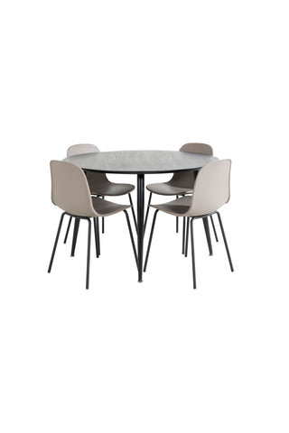 Dipp Matbord - 115cm - Svart faner / Helsvarta ben +Arctic Dining Chair - Svarta ben - Khaki Plastic_4