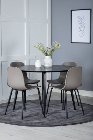 Dipp Matbord - 115cm - Svart faner / Helsvarta ben +Arctic Dining Chair - Svarta ben - Khaki Plastic_4