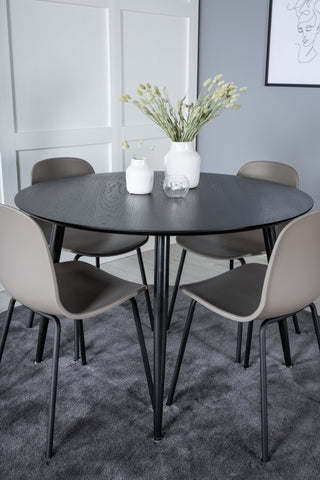 Dipp Matbord - 115cm - Svart faner / Helsvarta ben +Arctic Dining Chair - Svarta ben - Khaki Plastic_4