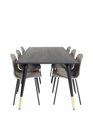 Venture Home Dipp Matbord - 180*90cm - Svart / Svart Mässing+Arctic Dining Chair - Svarta Ben - Khaki Plastic_6