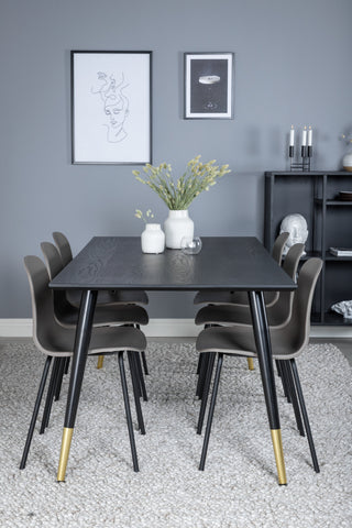 Venture Home Dipp Matbord - 180*90cm - Svart / Svart Mässing+Arctic Dining Chair - Svarta Ben - Khaki Plastic_6