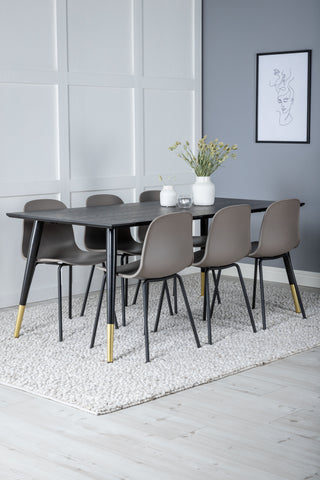 Venture Home Dipp Matbord - 180*90cm - Svart / Svart Mässing+Arctic Dining Chair - Svarta Ben - Khaki Plastic_6