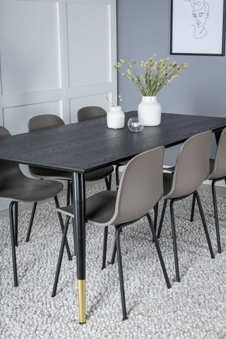 Venture Home Dipp Matbord - 180*90cm - Svart / Svart Mässing+Arctic Dining Chair - Svarta Ben - Khaki Plastic_6