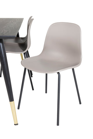 Venture Home Dipp Matbord - 180*90cm - Svart / Svart Mässing+Arctic Dining Chair - Svarta Ben - Khaki Plastic_6
