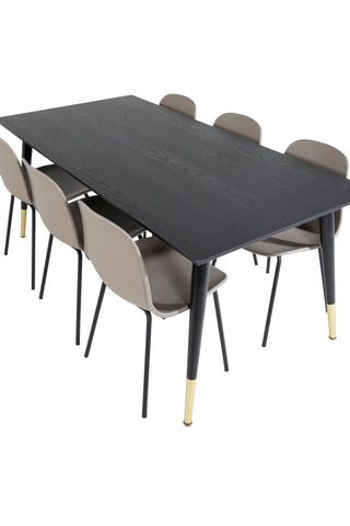 Venture Home Dipp Matbord - 180*90cm - Svart / Svart Mässing+Arctic Dining Chair - Svarta Ben - Khaki Plastic_6