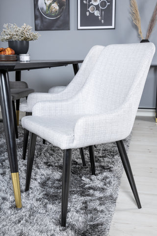 Venture Home Dipp Matbord - 180*90cm - Svart / Svart Mässing+Plaza Matstol - Svarta ben - Ljusgrå Tyg_6