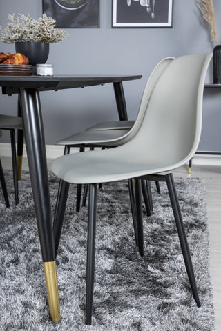 Venture Home Dipp Matbord - 180*90cm - Svart / Svart Mässing+Polar Plast Matstol - Svarta Ben / Grå Plast_6