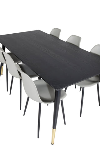 Venture Home Dipp Matbord - 180*90cm - Svart / Svart Mässing+Polar Plast Matstol - Svarta Ben / Grå Plast_6
