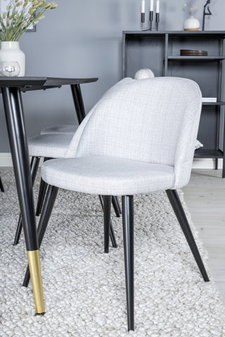 Venture Home Dipp Matbord - 180*90cm - Svart / Svart Mässing+Velvet Dining Chiar - Svarta ben - Light GreyFabric_6