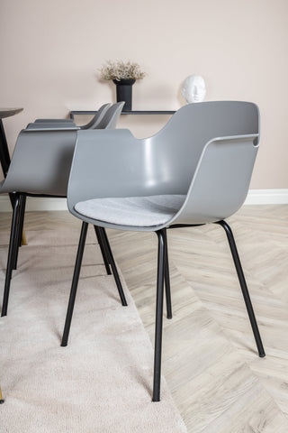 Venture Home Dipp Matbord - 180*90cm - Svart / Svart Mässing+Comfort Plast Matstol - Svarta Ben - Grå Plast_6