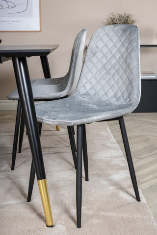 Venture Home Dipp Matbord - 180*90cm - Svart / Svart Mässing+Polar Diamond Matstol - Svarta Ben - Grey Velvet_6