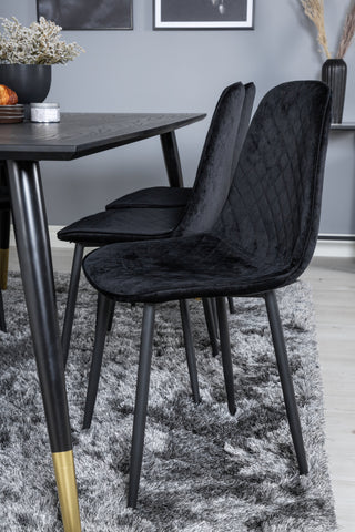 Venture Home Dipp Matbord - 180*90cm - Svart / Svart Mässing+Polar Diamond Matstol - Svarta Ben - Svart Sammet_6