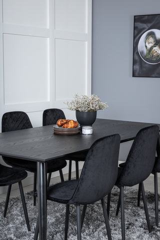 Venture Home Dipp Matbord - 180*90cm - Svart / Svart Mässing+Polar Diamond Matstol - Svarta Ben - Svart Sammet_6