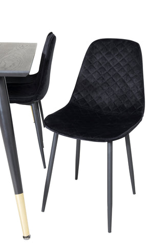 Venture Home Dipp Matbord - 180*90cm - Svart / Svart Mässing+Polar Diamond Matstol - Svarta Ben - Svart Sammet_6