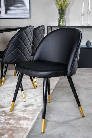 Venture Home Dipp Matbord - 180*90cm - Svart Faner / helt svarta ben + Matstol i sammet m. Stygn - PU - Svart / Svart_6