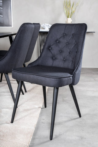 Venture Home Dipp Matbord - 180*90cm - Svart faner / helt svarta ben + Velvet Deluxe Matstol - Svarta Ben - Svart Tyg_6