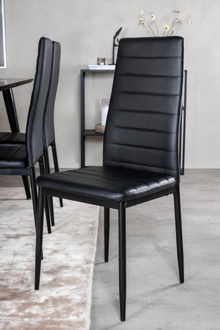 Venture Home Dipp Matbord - 180*90cm - Svart faner / helt svarta ben +Slim High Back Matstol - Svarta Ben - Svart PU_6