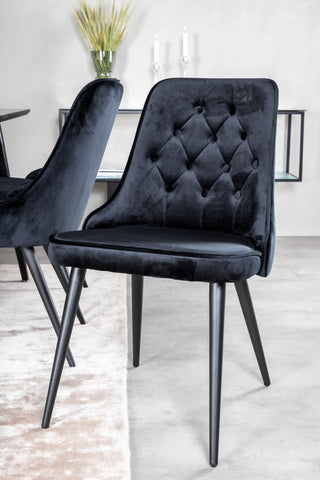 Venture Home Dipp Matbord - 180*90cm - Svart faner / helt svarta ben + Velvet Deluxe Matstol - Svart / Svart_6