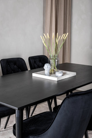 Venture Home Dipp Matbord - 180*90cm - Svart faner / helt svarta ben + Velvet Deluxe Matstol - Svart / Svart_6
