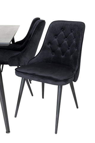 Venture Home Dipp Matbord - 180*90cm - Svart faner / helt svarta ben + Velvet Deluxe Matstol - Svart / Svart_6