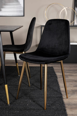 Dipp Matbord - 120 cm - Svart faner - Svarta Ben m. Mässing dipp+Polar Matstol - Svart / Mässing_4