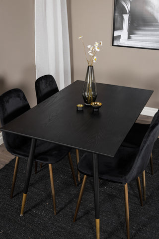 Dipp Matbord - 120 cm - Svart faner - Svarta Ben m. Mässing dipp+Polar Matstol - Svart / Mässing_4