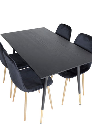 Dipp Matbord - 120 cm - Svart faner - Svarta Ben m. Mässing dipp+Polar Matstol - Svart / Mässing_4