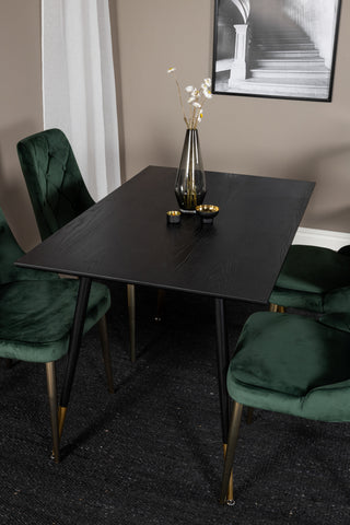Dipp Matbord - 120 cm - Svart faner - Svarta Ben m. Mässing dipp+Velvet Deluxe Matstol - Grön / Mässing_4