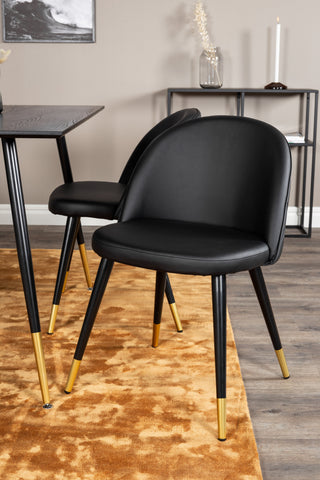 Dipp Matbord - 120 cm - Svart faner - Svarta Ben m. Mässing dipp+Velvet Matstol m. Stygn - PU - Svart / Svart_4
