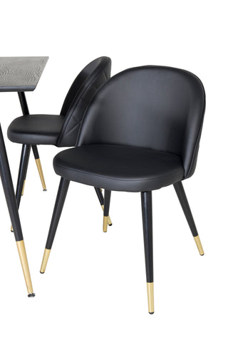 Dipp Matbord - 120 cm - Svart faner - Svarta Ben m. Mässing dipp+Velvet Matstol m. Stygn - PU - Svart / Svart_4