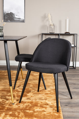 Dipp Matbord - 120 cm - Svart faner - Svarta Ben m. Mässing dipp+Velvet Dining Chiar - Svarta ben- Svart Tyg_4
