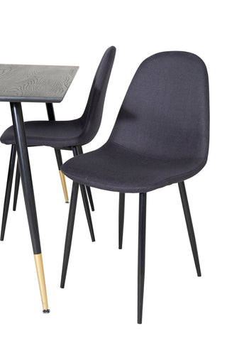 Dipp Matbord - 120 cm - Svart faner - Svarta Ben m. Mässing dipp+Polar Matstol - Svarta Ben - Svart Tyg_4