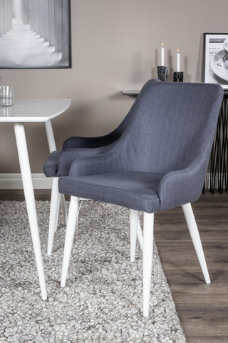 Polar Matbord 120 cm - Vit Vit+Plaza Matstol - Vita Ben - Blå Tyg_4