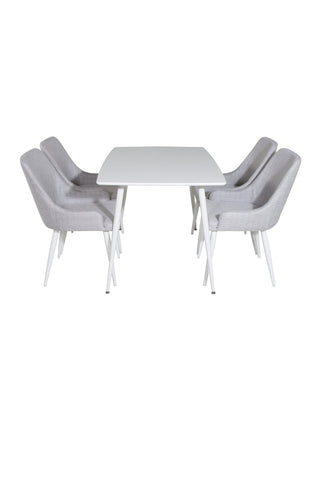 Polar Matbord 120 cm - Vit Vit+Plaza Matstol - Vita ben - Ljusgrå Tyg_4