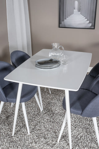 Polar Matbord 120 cm - Vit Vit+Velvet Dining Chiar - Vita ben - Blå Tyg_4