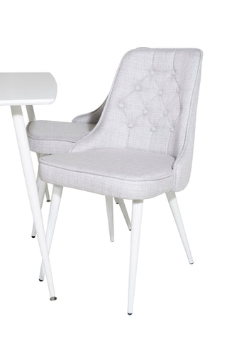 Polar Matbord 120 cm - Vit Vit+Velvet Deluxe Matstol - Vita Ben - Ljusgrå Tyg_4