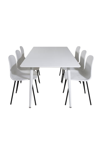Venture Home Polar Matbord 180 cm - Vit skiva / White Legs+Arctic Dining Chair - Svarta Ben - White Plastic_6