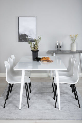 Venture Home Polar Matbord 180 cm - Vit skiva / White Legs+Arctic Dining Chair - Svarta Ben - White Plastic_6