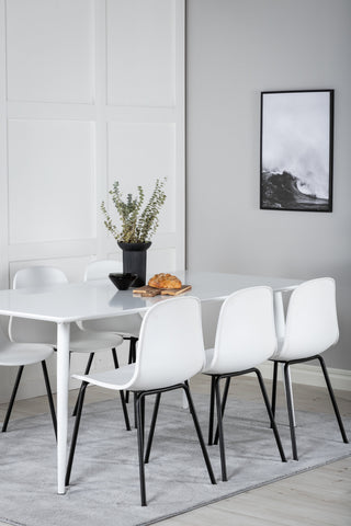Venture Home Polar Matbord 180 cm - Vit skiva / White Legs+Arctic Dining Chair - Svarta Ben - White Plastic_6